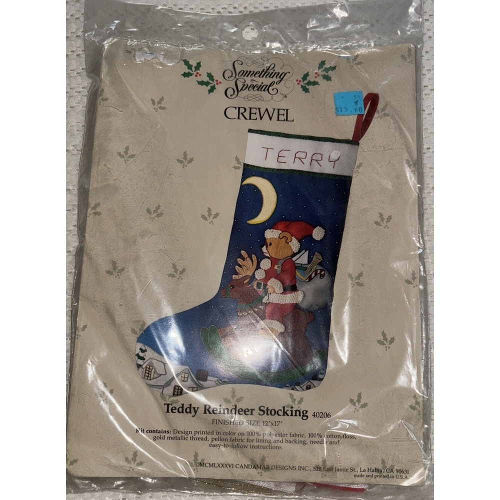 Candamar Something Special Teddy Bear Reindeer‎ Stocking Kit Rare Christmas